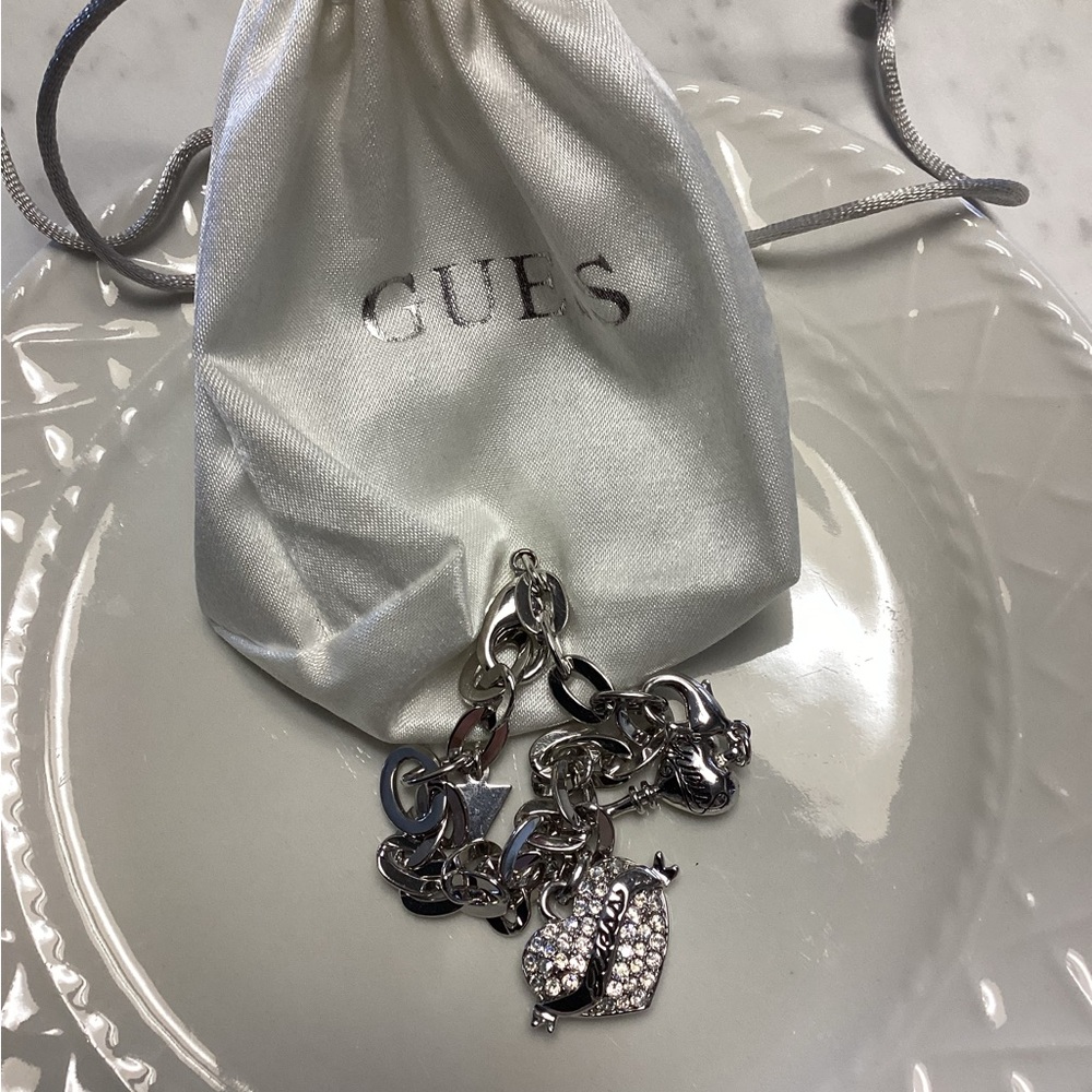 GUESS  Crystal Heart Charm Bracelet